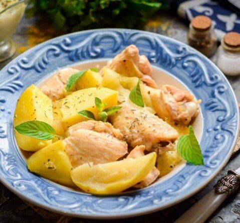 Курица с картофелем в яблочном соке