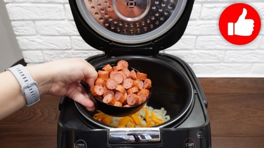 Необычное блюдо: Тушеная капуста с колбасками в мультиварке для ужина