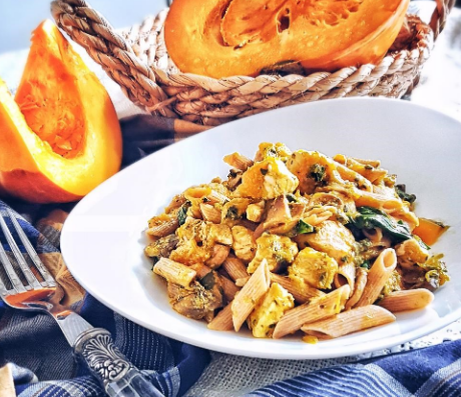 Лапша с тыквой и грибами