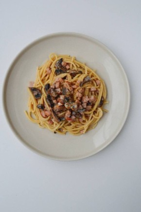 Вкусная паста с ветчиной и грибами за 20 минут